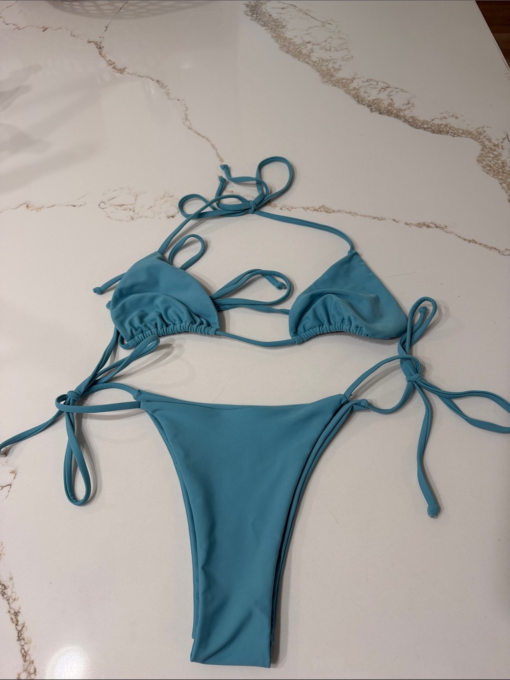 Jack’s Surfboards Danielle Brown Teal String Triangle Bikini Set | M